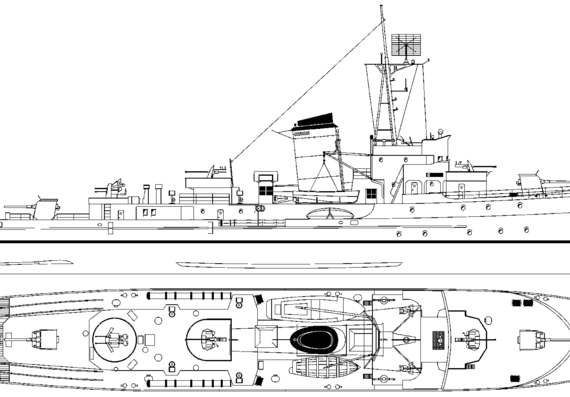 Корабль DKM M-Boot Typ-1943 [Torpedo Boat] - чертежи, габариты, рисунки
